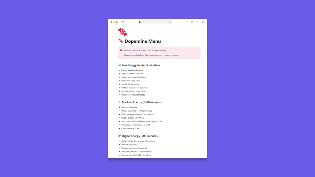 ADHD Brain-Friendly Notion Dashboard