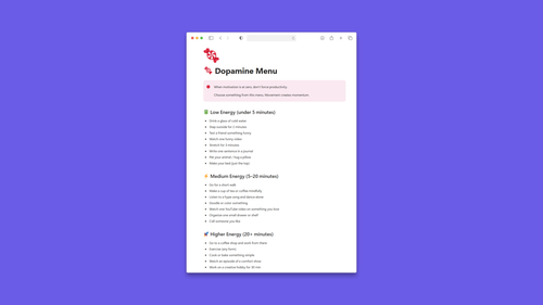 ADHD Brain-Friendly Notion Dashboard