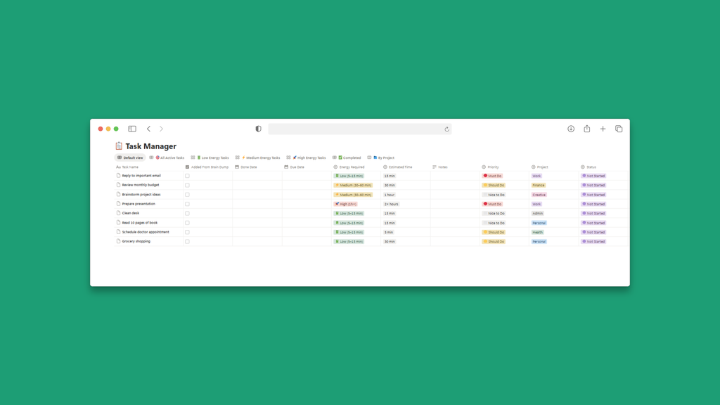 ADHD Brain-Friendly Notion Dashboard