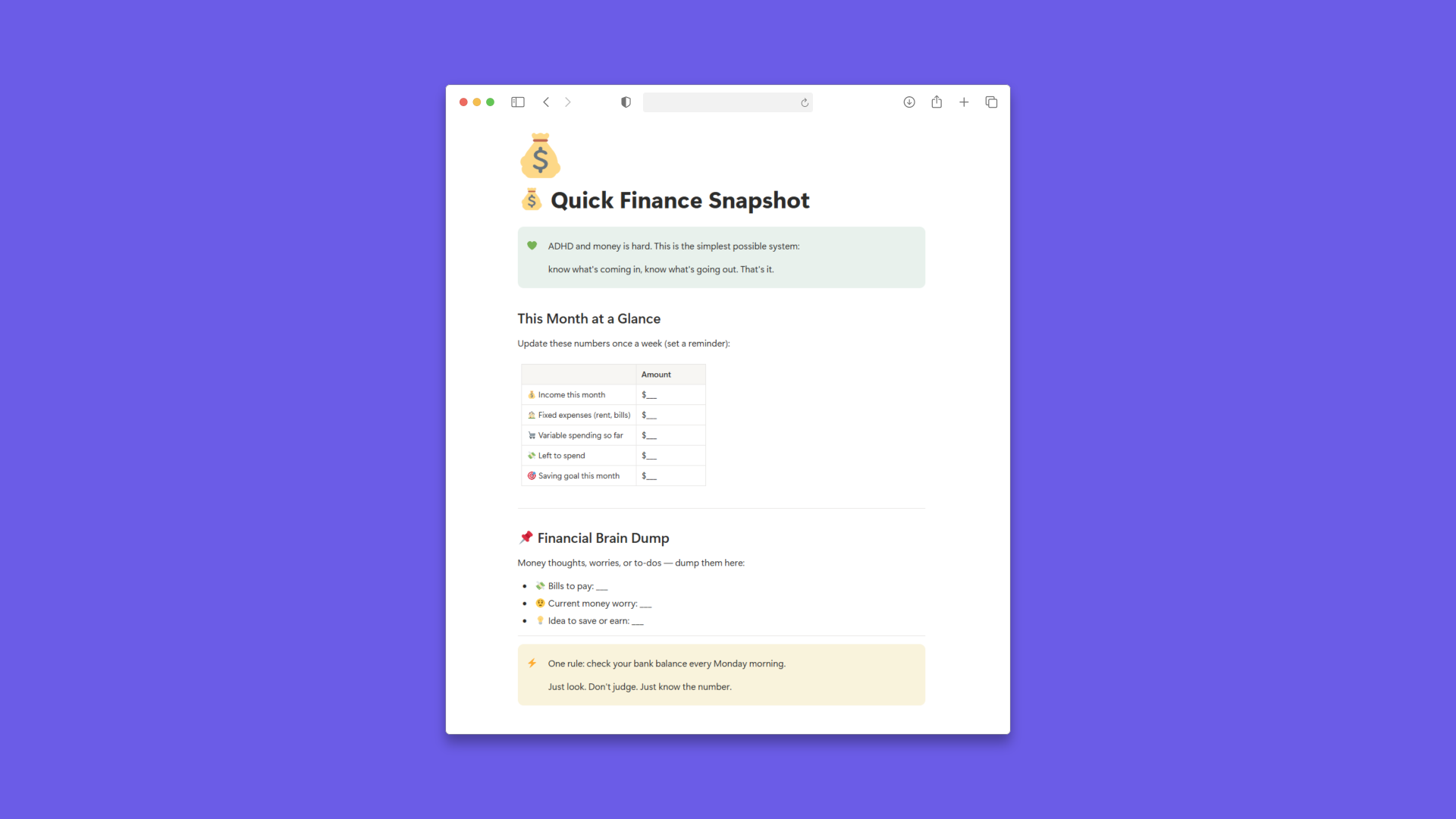 ADHD Brain-Friendly Notion Dashboard